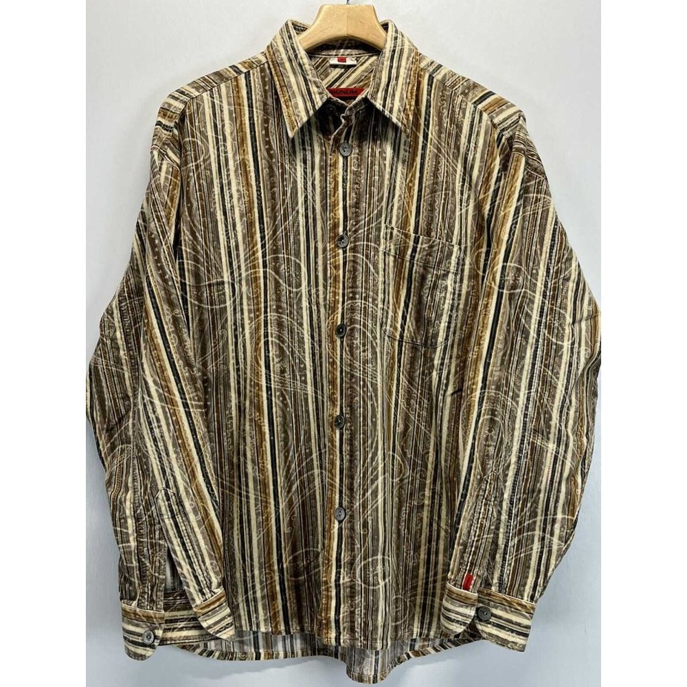 Vintage Signum Paisley Button up Corduroy Shirt Sz M VGUC Striped Y2K